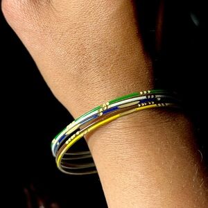 Vintage etched notched bangle bracelet set of 5 boho chic hipster bohemian